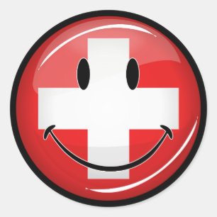 Le schweizareflagga runt klistermärke