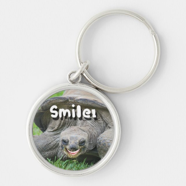 Le sköldpaddan Keychain Rund Silverfärgad Nyckelring (Framsidan)
