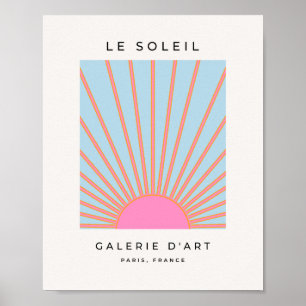 Le Soleil 02 Retro Sol Rosa och Blue Sunshine Poster