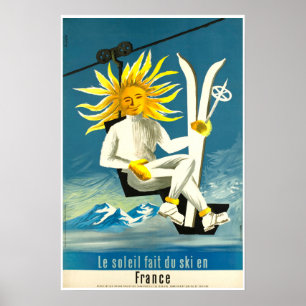 Le soleil fait du ski en Frankrike, Ski Poster