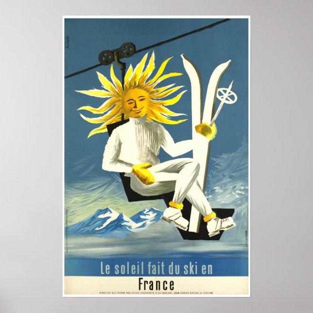 Le soleil fait du ski en Frankrike, Ski Poster (Framsidan)