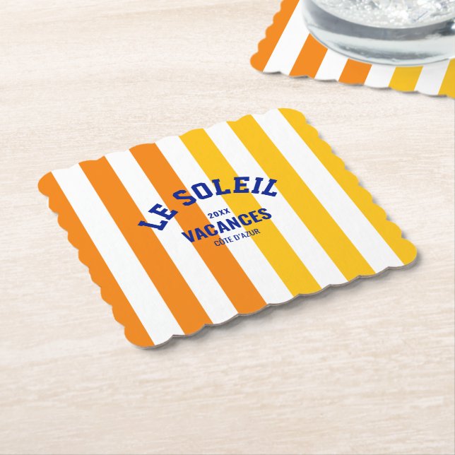 Le Soleil Vacances Côte d'Azur Cabana Rand Underlägg Papper (Vinklad)