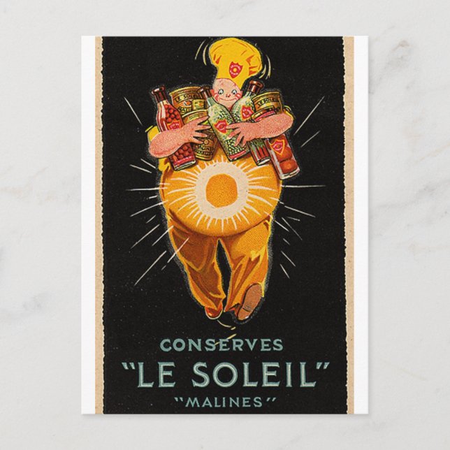 "Le Soleil" Vintage Chef Vykort (Framsida)