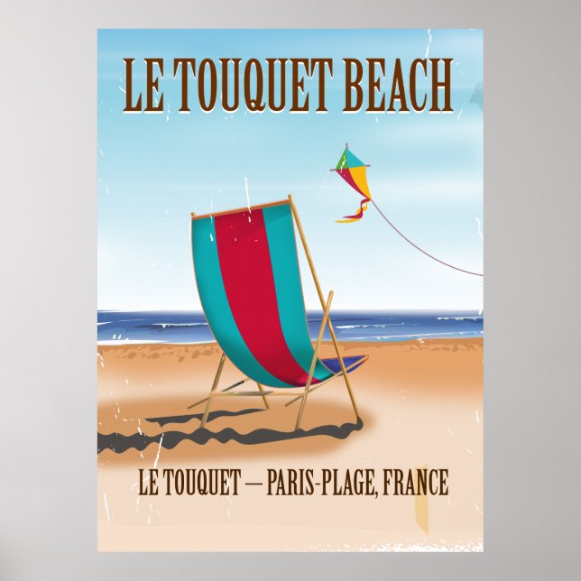 Le Touquet Beach Vintage fransk reseaffisch Poster (Framsidan)