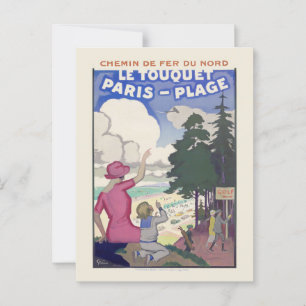 Le Touquet-Paris-Plage Vintage affisch 1920-talet Vykort