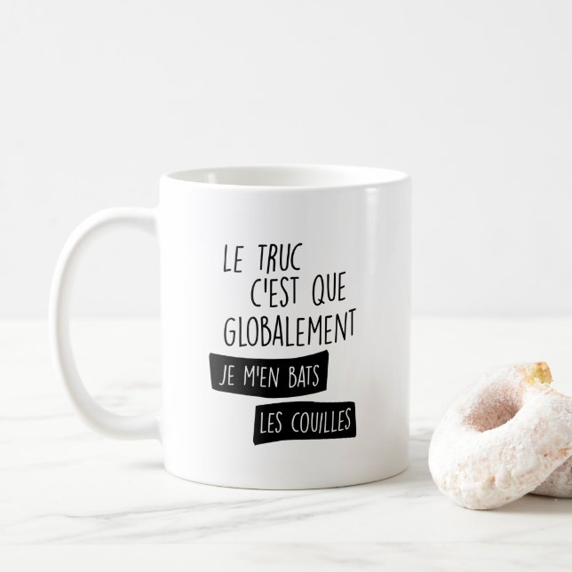 Le truc c'est globalement je m'en fladdermöss kaffemugg (Med munk)