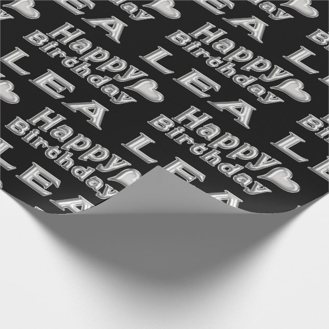 Lea Happy Birthday silver black Geschenkpapier Presentpapper (Hörn)