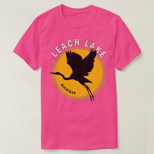 Leach Sjö i Michigan Heron Sunrise T Shirt (Design framsida)