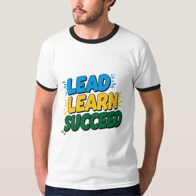 ’LEAD LEARN SUCCESS Slogan T-Shirt för manar’ ’Ins (Framsida)