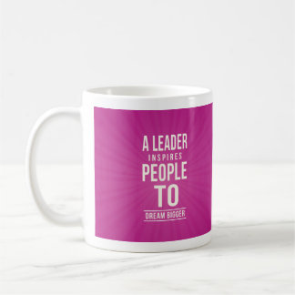 Leader mug - pink with quote kaffemugg