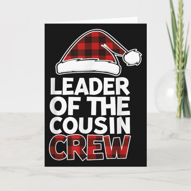 Leader Of The Cousin Crew Christmas Buffalo Red Pl Kort (Framsida)