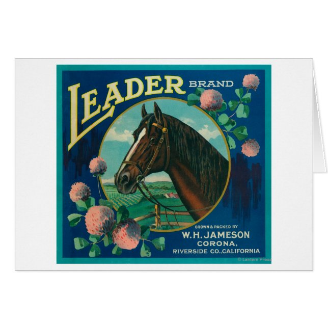 Leader Orange LabelCorona, CA Hälsningskort (Framsidan Horizontal)