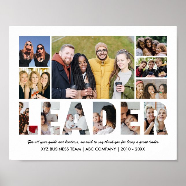 Leader Photo Collage Retrött Chef Farewell Party Poster (Framsidan)