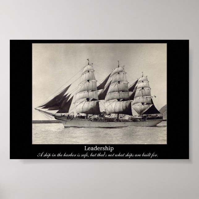 LEADERSHIP Motivational Sail Ship Print Poster (Framsidan)