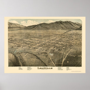 Leadville, CO Panoramic Karta - 1879 Poster