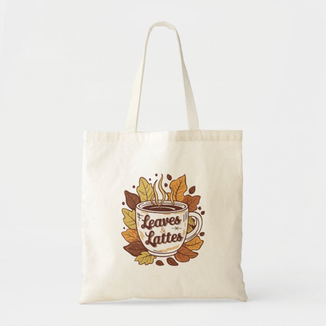 leaf and latte, funny coffee shirt, plant lover gi tygkasse (Framsidan)
