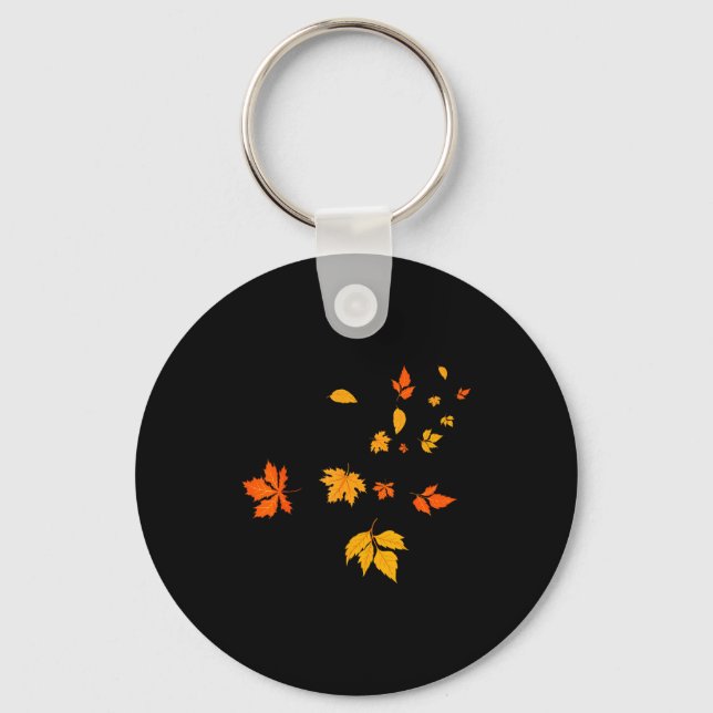Leaf Blower Fall Leaves Funny Halloween Couple Mat Nyckelring (Framsida)