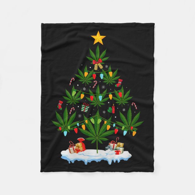Leaf Christmas Tree Weed Stoner Xmas Premium Tri-b Fleecefilt (Framsidan)