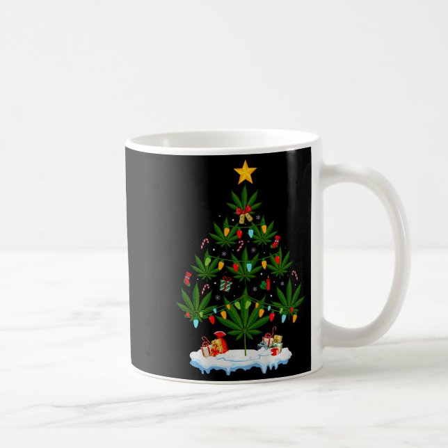 Leaf Christmas Tree Weed Stoner Xmas Premium Tri-b Kaffemugg (Höger)