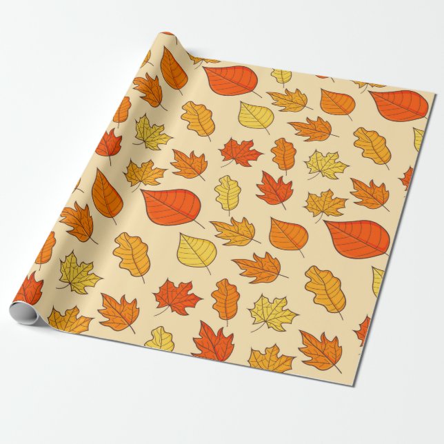 Leaf Concept Pattern. Leaf Fall and Autumn Symbol, Presentpapper (Utrullad)