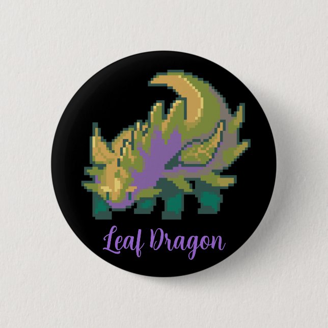 Leaf Dragon pixel art Knapp (Framsida)