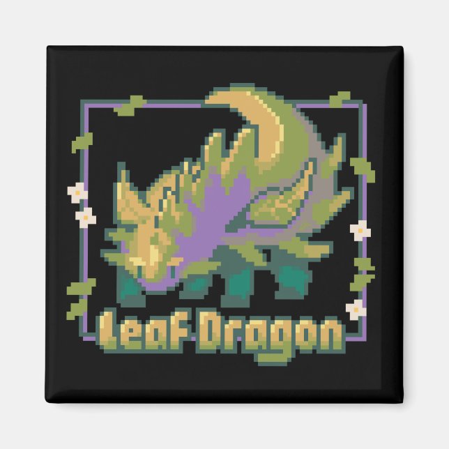 Leaf Dragon, pixel art Magnet (Framsidan)