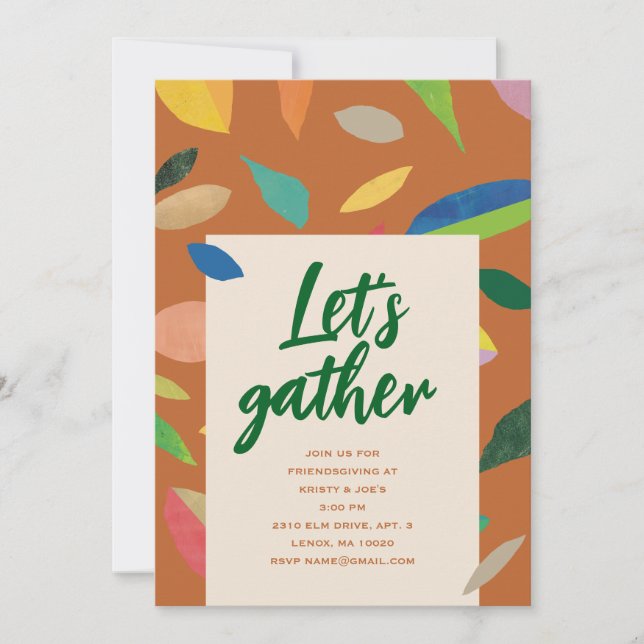 Leaf Drop Pumpkin Party Invitation Inbjudningar (Framsida)