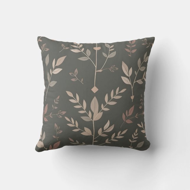 Leaf & Fern Design Dark Pastel Pattern Kudde (Baksida)