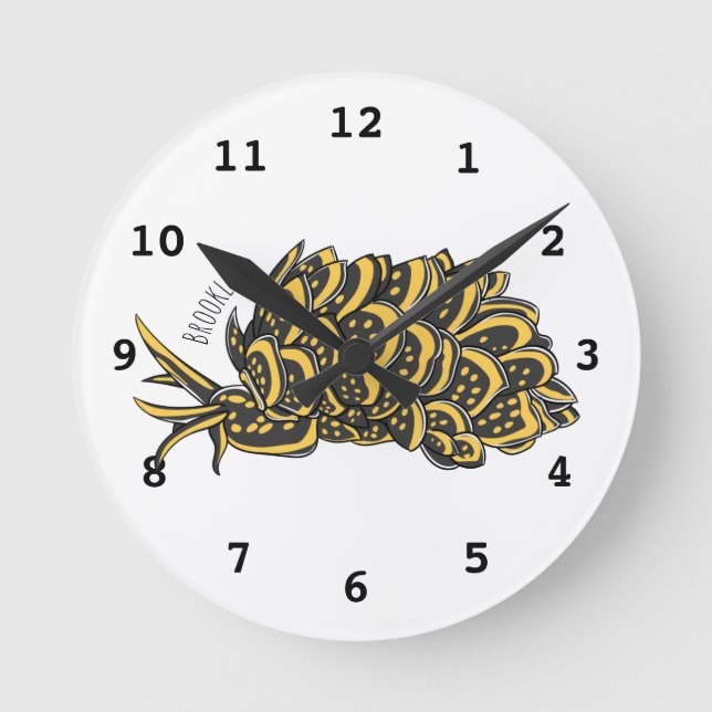 Leaf gilled sea slug cartoon illustration  rund klocka (Framsida)