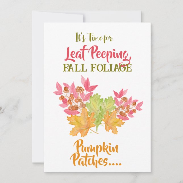 Leaf Peeping Foliage Autumn Watercolor Birthday Kort (Framsida)