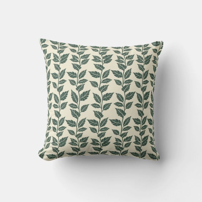 Leaf Silhouettes Pattern – Elegant Botanical  Kudde (Framsida)