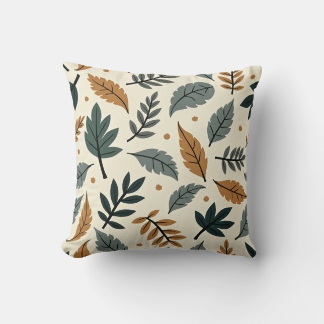 Leaf Silhouettes Pattern – Elegant Botanical  Kudde (Framsida)