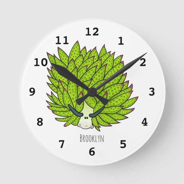 Leaf slug cartoon illustration rund klocka (Framsida)
