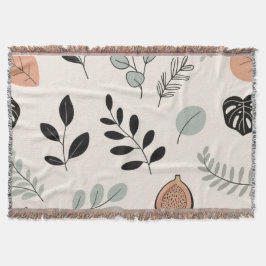 Leaf Whisper – Minimal Botanical Line Art Blanket Filt
