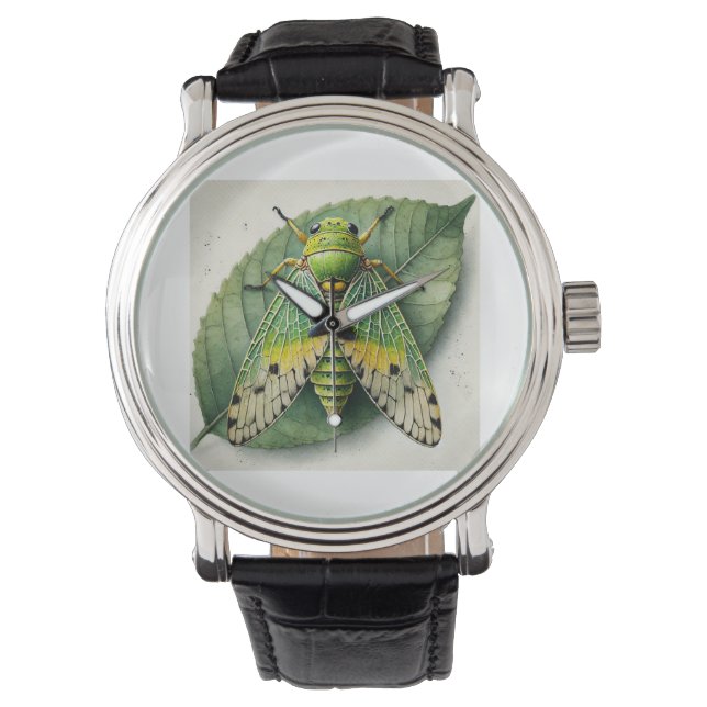 Leafhopper 230924IREF251 - Watercolor Armbandsur (Framsida)