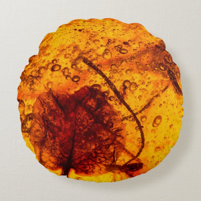 Leafy Amber Rund Kudde (Framsidan)