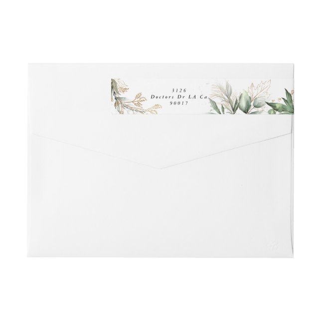 Leafy Botanical Eucalyptus Elegant Greenery Moss Etikettband (Baksidan)