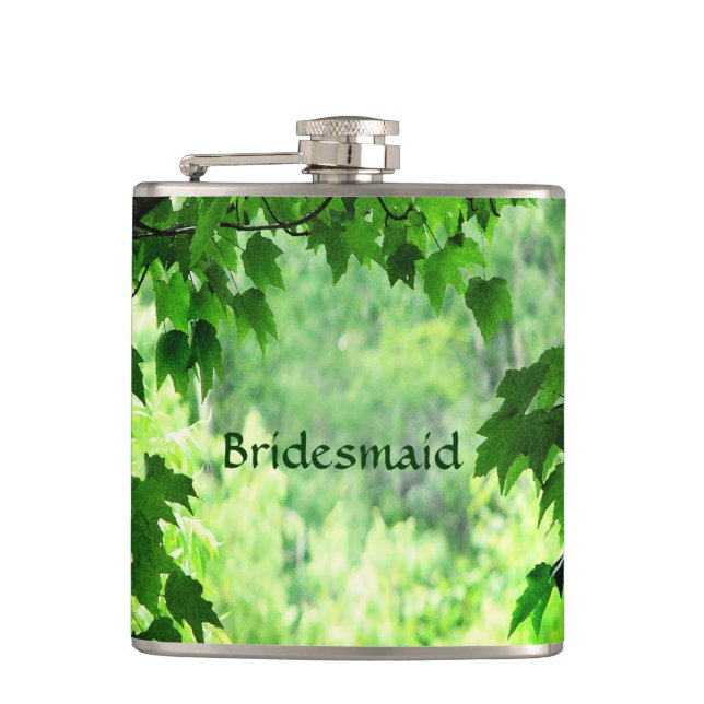Leafy Bröllop Bridesmaid Fickplunta (Framsidan)