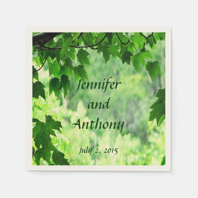 Leafy Bröllop Papper Napkins Pappersservett (Framsidan)