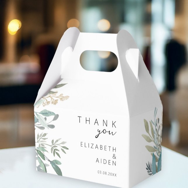 Leafy Bröllop Presentaskar (Personalized THANK YOU! Leafy Wedding Box with your name and date.)