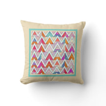 Leafy Chevron på Tan/MintThrow Pillow