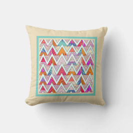 Leafy Chevron på Tan/MintThrow Pillow Kudde