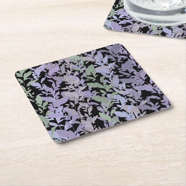 Leafy Creeping Vine Drawing Pattern With Pastels Underlägg Papper Kvadrat (Vinklad)