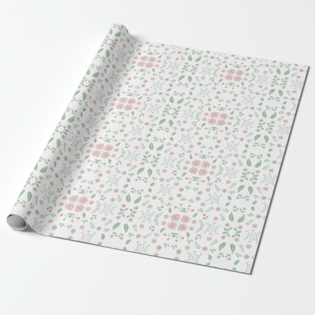 Leafy Elegance: Wrapping Papper by ZazzleWrapMagic Presentpapper (Utrullad)