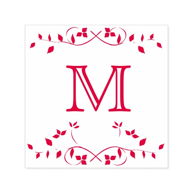Leafy Gräns Self-Inking Monogram Frimärke Självfärgande Stämpel (Design)