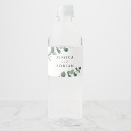 Leafy Grönt Elegance Bröllop Vattenflaskor Etikett