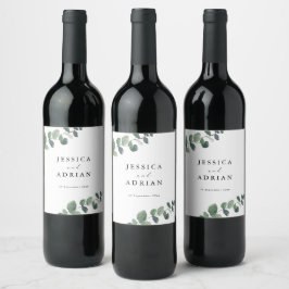 Leafy Grönt Elegance Bröllop Vinflaska Etikett