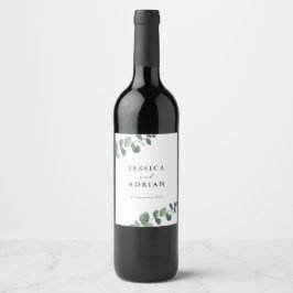 Leafy Grönt Elegance Bröllop Vinflaska Etikett