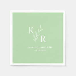 Leafy Initialer Bröllop Förlovning Möhippa Pappersservett
