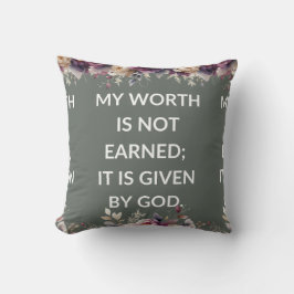 Leafy pillow with a simple religious quote kudde